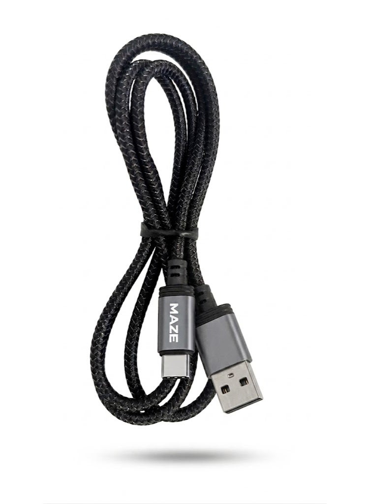 ميذ كابل شحن سريع (6 أمبير) من Type-C إلى USB – يدعم الشحن السريع QC 3.0 ونقل البيانات عالي السرعة، كابل متين مغطى بجديلة من النايلون ومقاوم للانحناء، بطول 1 متر، متوافق مع الهواتف الذكية والأجهزة اللوحية وأجهزة الكمبيوتر المحمولة. - Image 1