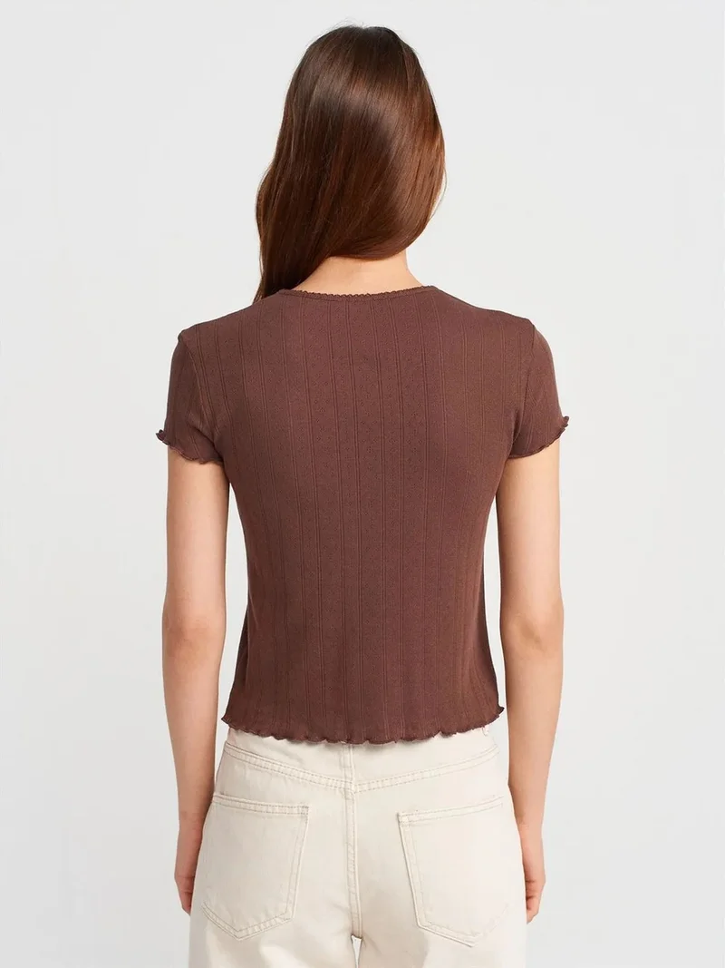 ديلفين DILVIN Women's Slim Fit Cotton Crew Neck T-Shirt