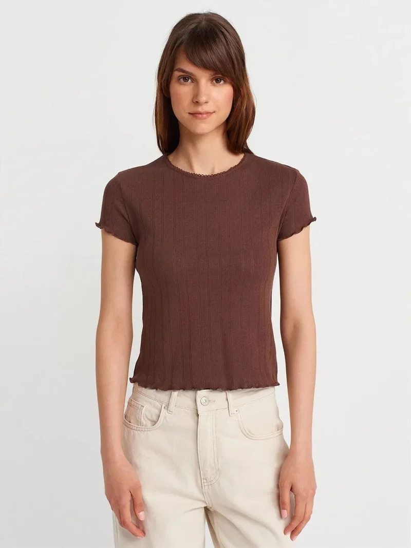 ديلفين DILVIN Women's Slim Fit Cotton Crew Neck T-Shirt