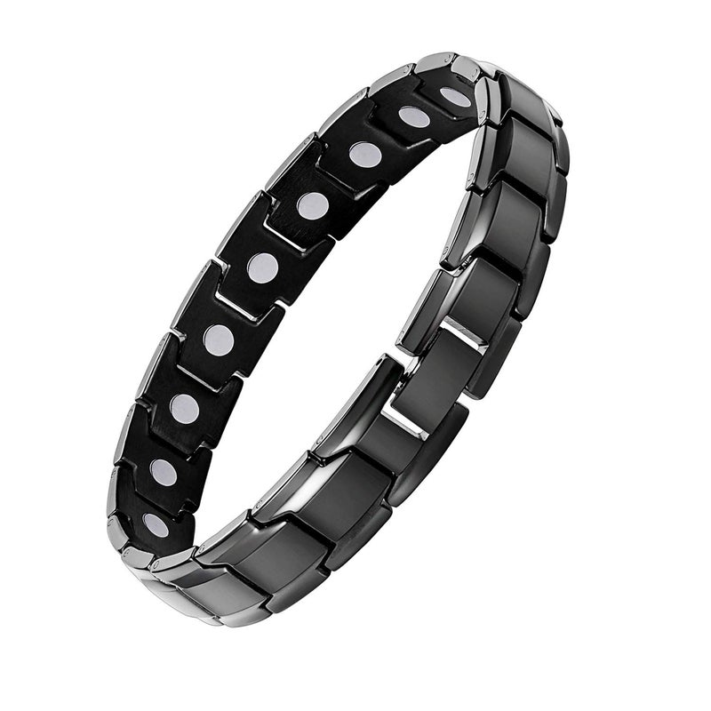 Feraco Mens Magnetic Bracelet Effective Titanium Steel Magnet Bracelets with Sizing Tool Black