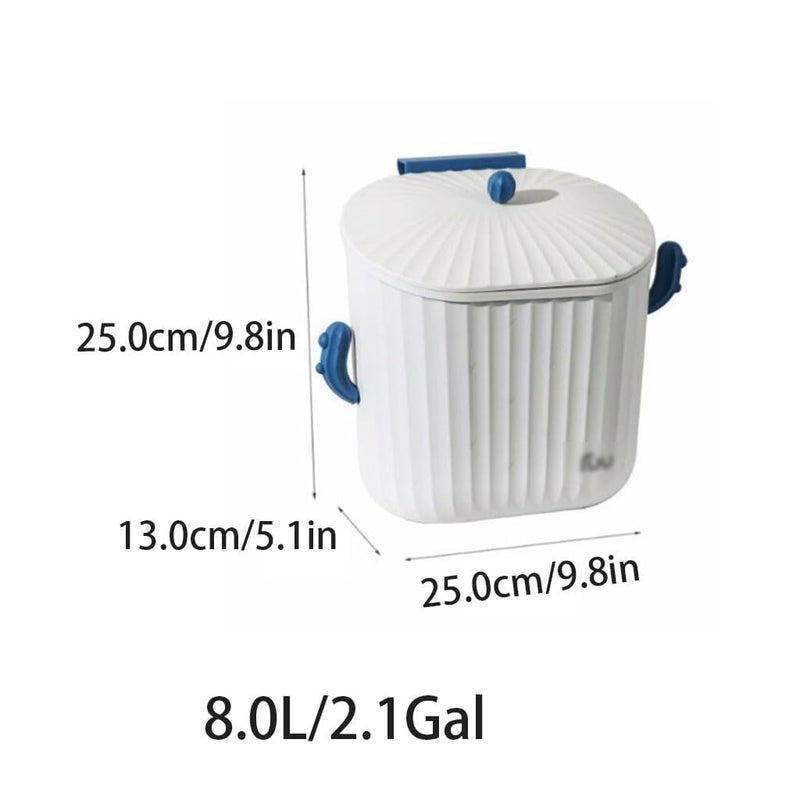 PROSFIA PROSFIA Kitchen Compost Bin 8 Litre Hanging Trash Can with Lid Kitchen Cabinet Door Under Sink Plastic Garbage Can Compost Bin Wall Mounted Slide Open 21 Gallon Under Kitchen Counter Bin  - Image 2