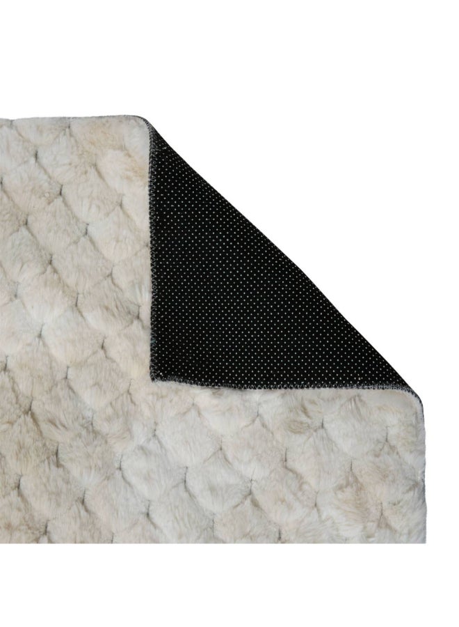atmosphera Adriel Wool Effect Faux Fur Anti-Slip Rug Beige 120 x 170cm 212421 - Image 2