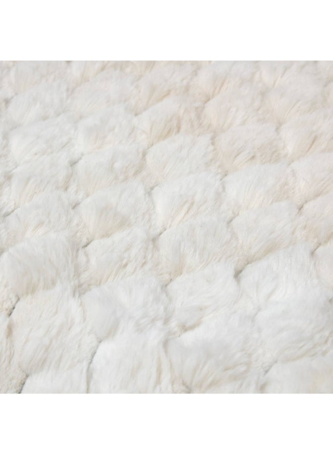 atmosphera Adriel Wool Effect Faux Fur Anti-Slip Rug Beige 120 x 170cm 212421 - Image 3