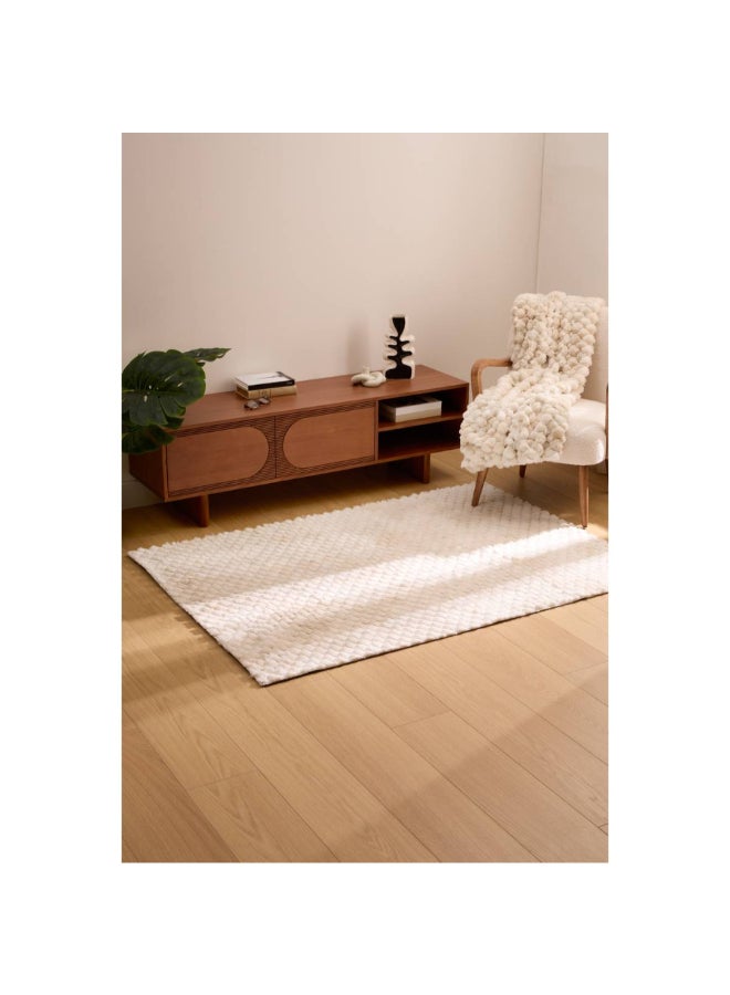 atmosphera Adriel Wool Effect Faux Fur Anti-Slip Rug Beige 120 x 170cm 212421 - Image 4