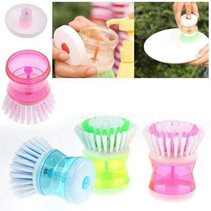 DIKANSHA Liquid Soap Dispenser Cleaning Brush Wet and Dry Brush Set of 2Multicolour - Image 3