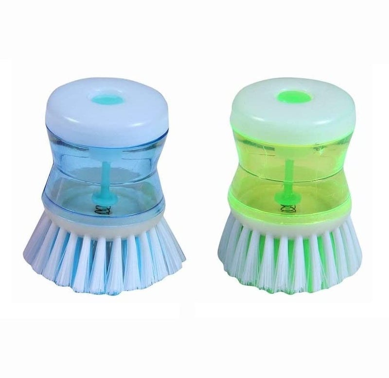 DIKANSHA Liquid Soap Dispenser Cleaning Brush Wet and Dry Brush Set of 2Multicolour - Image 1