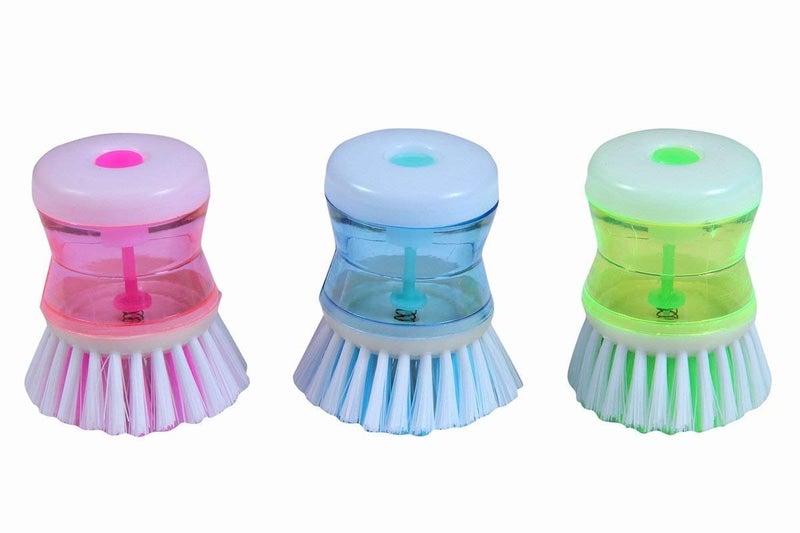 DIKANSHA Liquid Soap Dispenser Cleaning Brush Wet and Dry Brush Set of 2Multicolour - Image 2