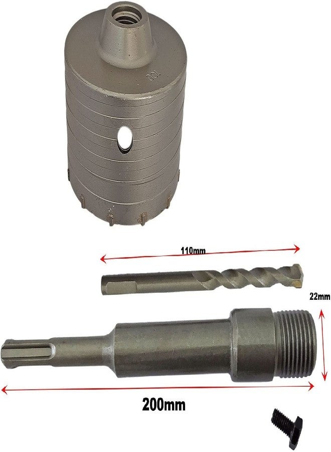 DUMDAAR 100mm SDS Plus Shank Concrete Hole Saw set Cutter with 200mm rod cement Stone Wall Punch Reamer Air Conditioner Punch Hollow Drill Bit () - Image 2