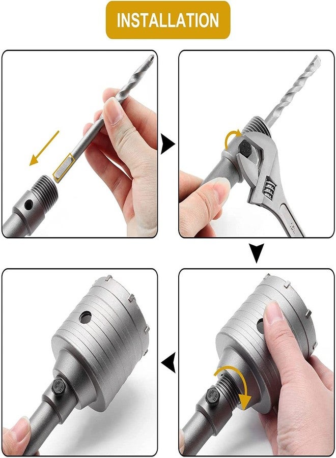DUMDAAR 100mm SDS Plus Shank Concrete Hole Saw set Cutter with 200mm rod cement Stone Wall Punch Reamer Air Conditioner Punch Hollow Drill Bit () - Image 4