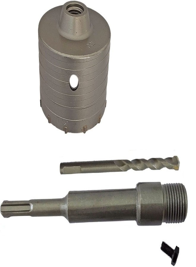 DUMDAAR 100mm SDS Plus Shank Concrete Hole Saw set Cutter with 200mm rod cement Stone Wall Punch Reamer Air Conditioner Punch Hollow Drill Bit () - Image 1