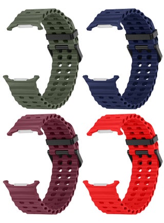 (for Samsung Galaxy Watch 7 Ultra) 4 Pack Silicone Band Soft Ocean Silicone Sport Strap Replacement Accessory Multicolour B - view 3