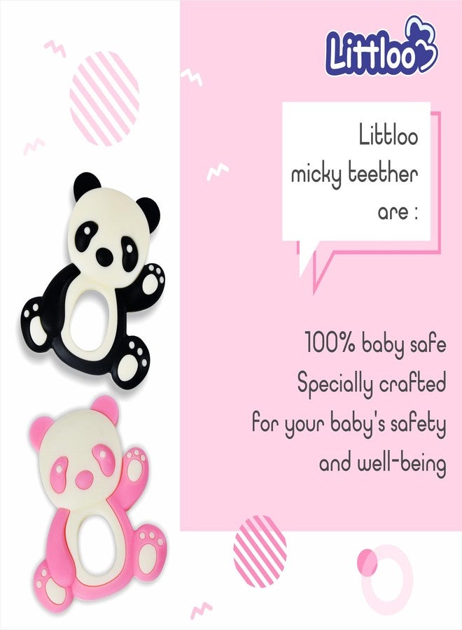 Littloo: Littloo Baby Teether (Pack of 2): Delightful, Natural Relief for Tiny Gums (Panda Pink & Black) - Image 3