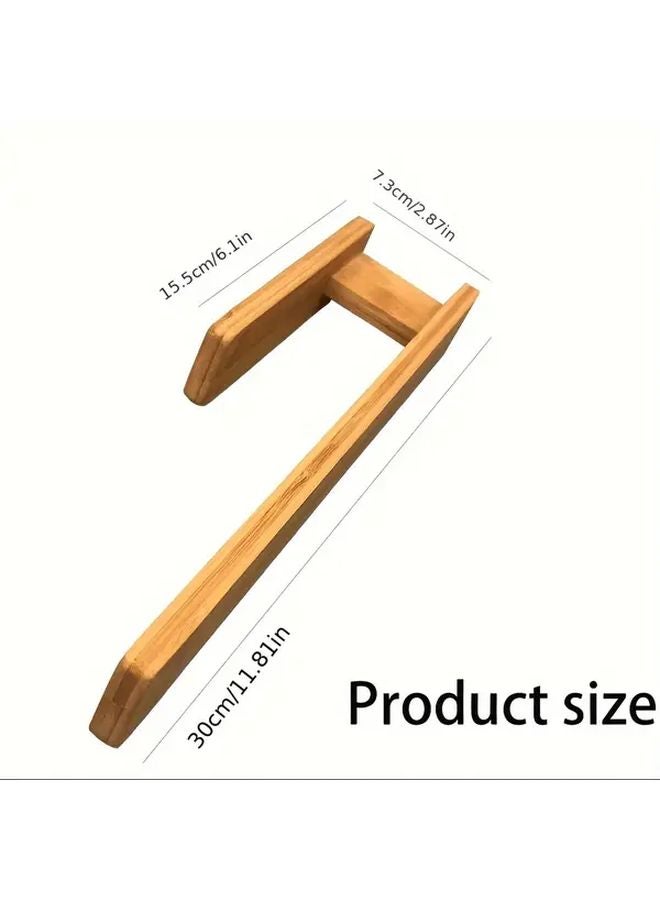 Bamboo Wall Mounted Towel Rack Holder 1pc No Drill Easy Install Space Saving Bathroom Kitchen - Image 2