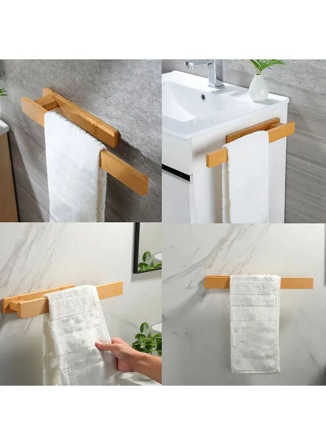 Bamboo Wall Mounted Towel Rack Holder 1pc No Drill Easy Install Space Saving Bathroom Kitchen - Image 5