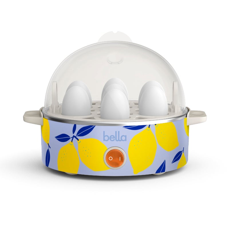 bella Electric Egg Cooker 7 Eggs Capacity Tray Single Stack for Poached Scrambled Hard Medium  Soft Boiled Eggs Omelets and Steamed Dumplings Auto Shutoff 360 Watt Blue Lemon Drop