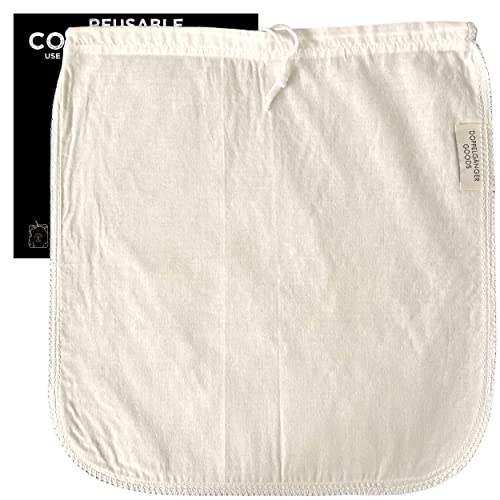 Doppeltree (1-Pack, Large 12in x 12in) Organic Cotton Cold Brew Coffee Bag - Designed in California - Reusable Coffee Filter with EasyOpen Drawstring Cold Brew Maker for Pitchers, Mason Jars, & Toddy Systems - Image 1