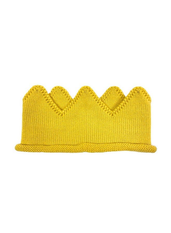 Bowbear Little Prince & Princess Knitted Birthday Party Crown Hat, Mustard - Image 2
