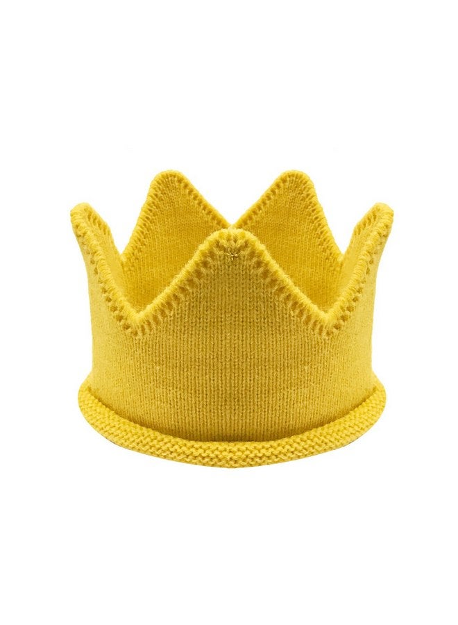 Bowbear Little Prince & Princess Knitted Birthday Party Crown Hat, Mustard - Image 1