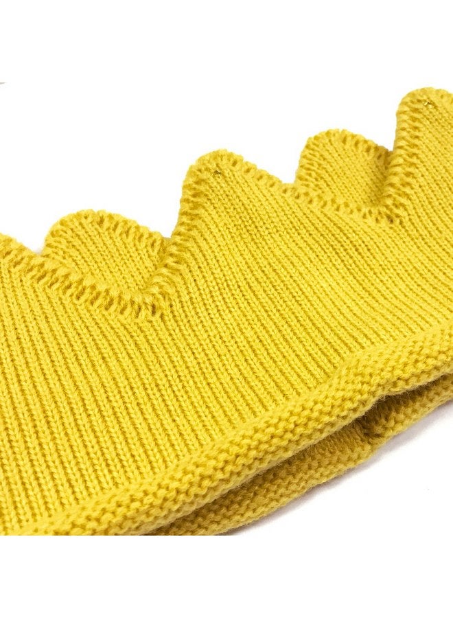 Bowbear Little Prince & Princess Knitted Birthday Party Crown Hat, Mustard - Image 3