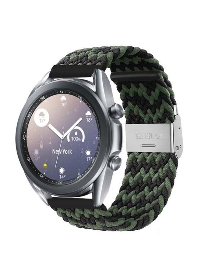 NIBEMINENT Adjustable Braided Solo Loop Band For Samsung Galaxy Watch3 Black/Green - Image 2