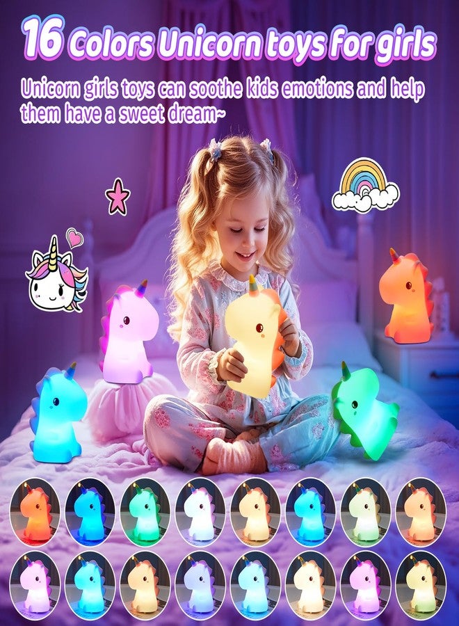 One Fire Silicone Unicorn Night Light for Kids - 16 Colors & Remote Control, Rechargeable Lamp for Girls, Teens, Led, White & Pink - Image 4