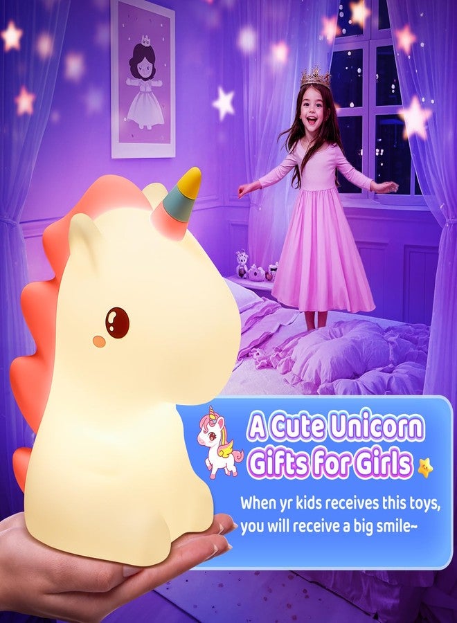 One Fire Silicone Unicorn Night Light for Kids - 16 Colors & Remote Control, Rechargeable Lamp for Girls, Teens, Led, White & Pink - Image 3