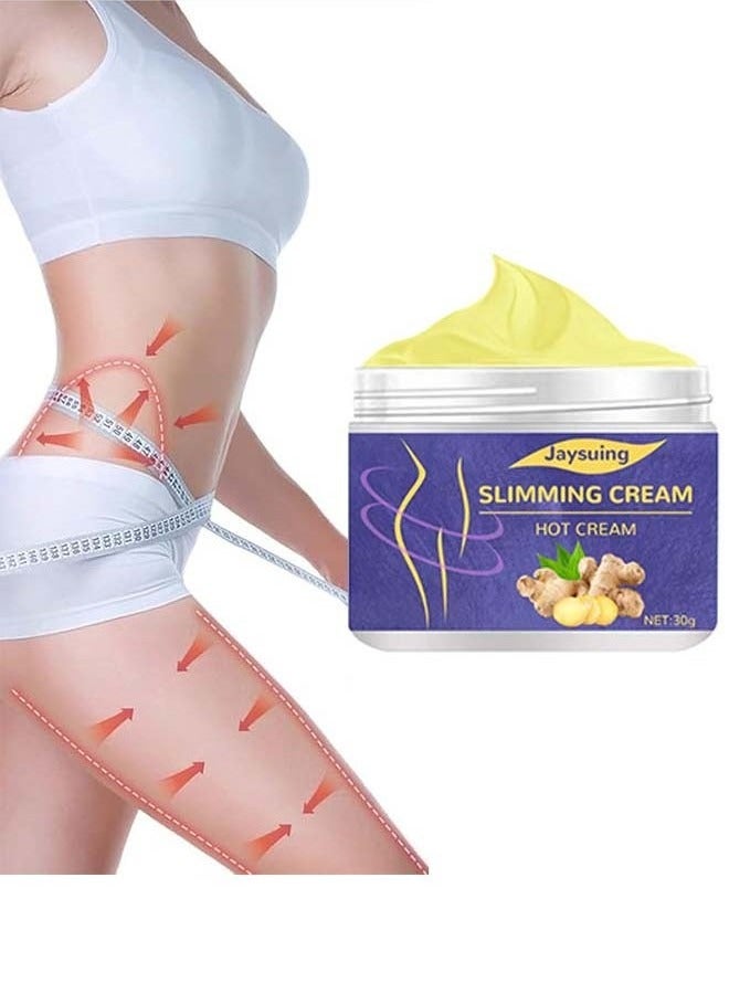Jaysuing Ginger Anti Cellulite Hot Cream，Belly Firming Cream, Navel Arm Leg Belly Fat Burning Cream, Skin Firming Moisturizing Massage Gel for Cellulite, Soothing, Relaxing, Tightening & Slimming - Image 1