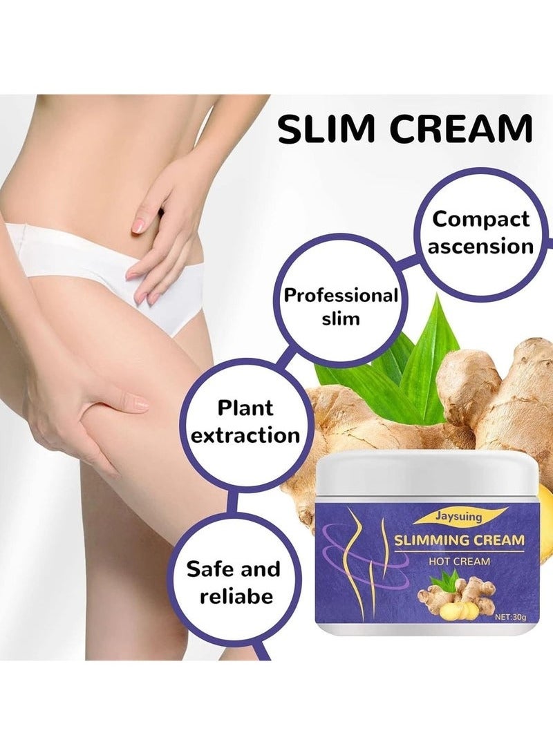 Jaysuing Ginger Anti Cellulite Hot Cream，Belly Firming Cream, Navel Arm Leg Belly Fat Burning Cream, Skin Firming Moisturizing Massage Gel for Cellulite, Soothing, Relaxing, Tightening & Slimming - Image 3