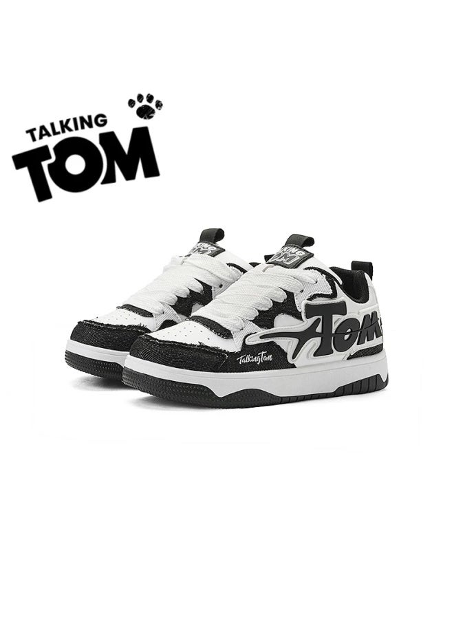 Talking Tom Couple Sneakers Spring Outdoor Sports Casual Flat Shoes For Men And Women Black And White Size 44 - Image 4