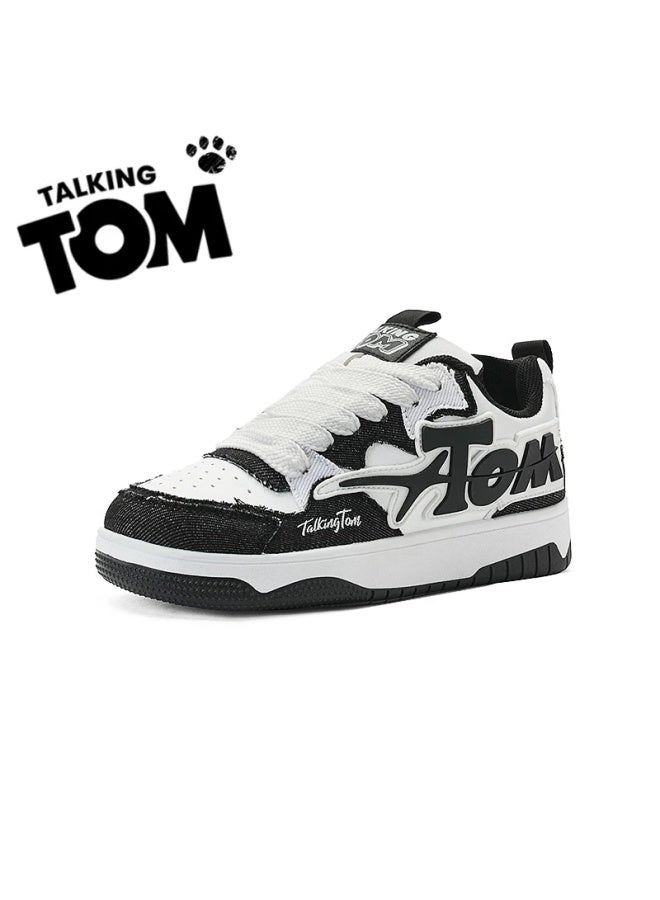 Talking Tom Couple Sneakers Spring Outdoor Sports Casual Flat Shoes For Men And Women Black And White Size 44 - Image 3