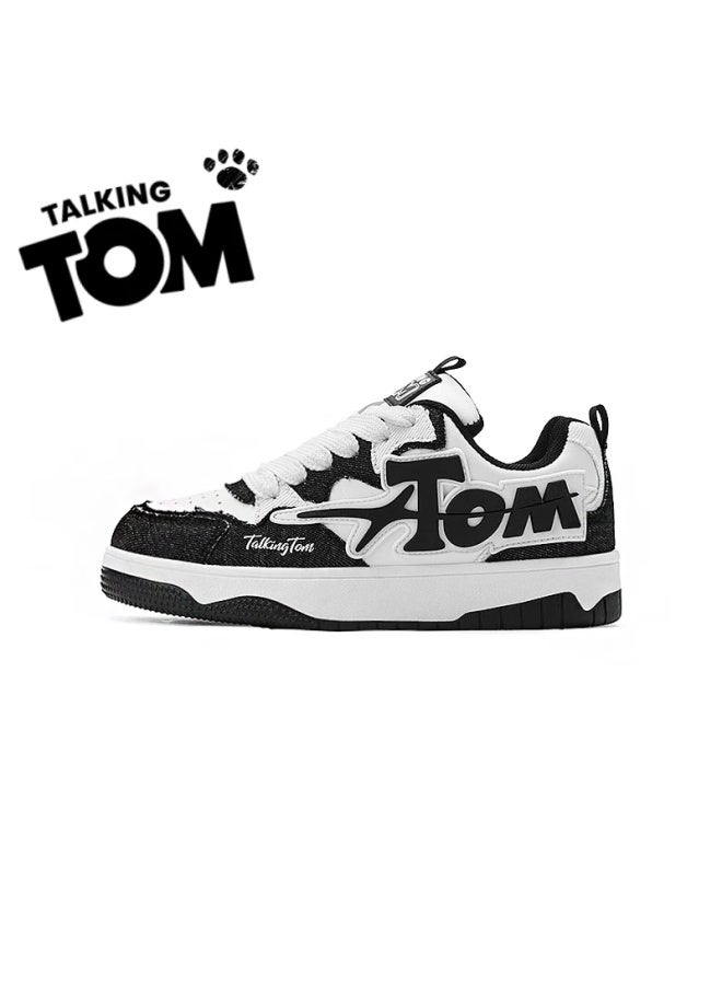 Talking Tom Couple Sneakers Spring Outdoor Sports Casual Flat Shoes For Men And Women Black And White Size 44 - Image 2