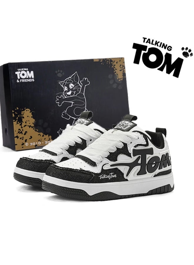 Talking Tom Couple Sneakers Spring Outdoor Sports Casual Flat Shoes For Men And Women Black And White Size 44 - Image 1