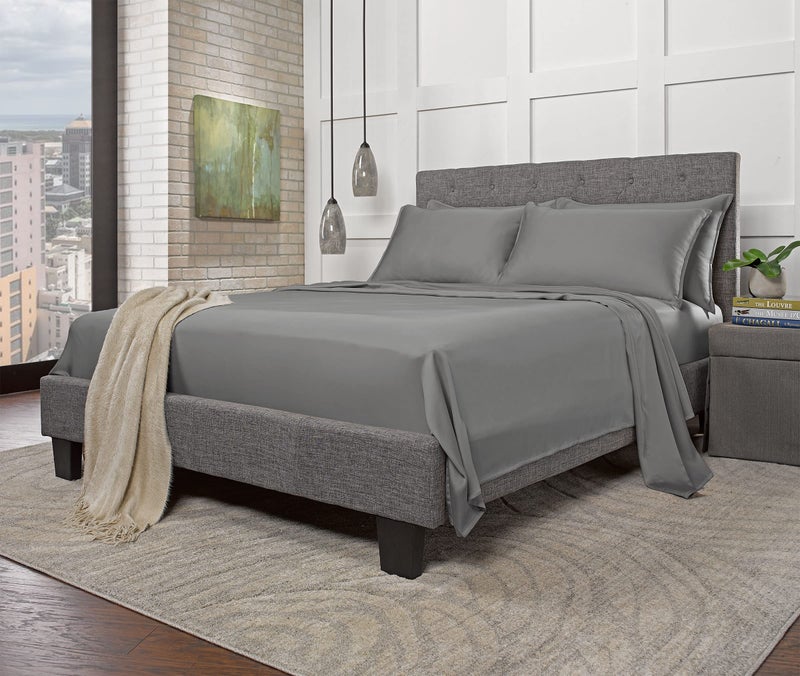 Stylinen 100% Organic Eucalyptus Bed Sheets King Size 4 Piece Set, Tencel Lyocell, Silky Soft & Smooth, Breathable, 16 Inch Deep Pockets, 1 Fitted, 1 Flat, 2 Pillowcases (King, Stone Grey) - Image 3