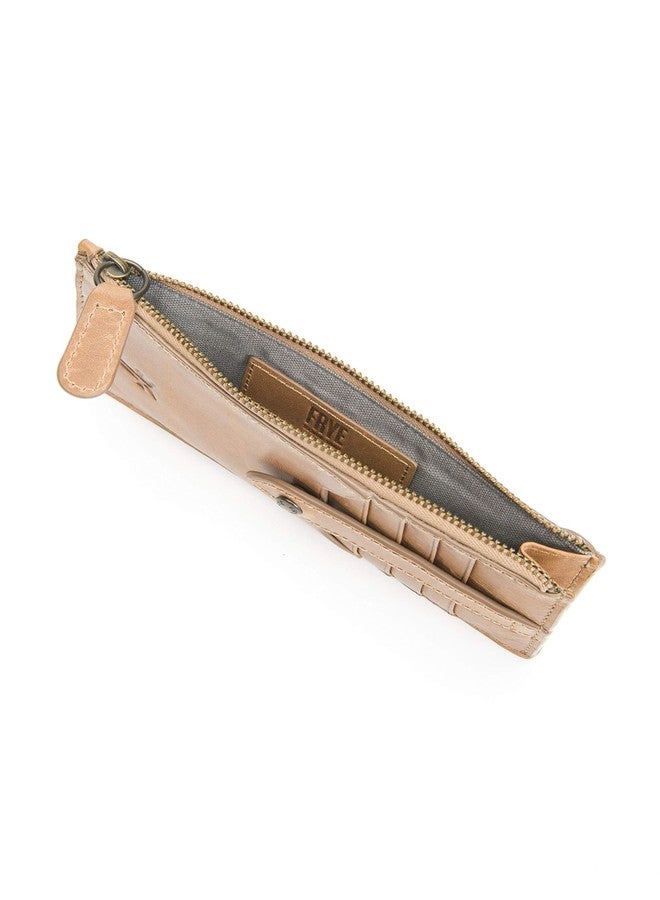 Frye Melissa Snap Card Wallet, Stylish Design with Holder & Slots, Compact for Purse, Beige - Image 2