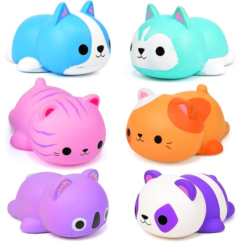 FLY2SKY Cat Squishies Stress Balls for Adults Kids: 6PCS Jumbo Animal Squishies Slow Rising Fidget Sensory Toys Classroom Prizes Party Favors Valentines Gifts Easter Goodie Bags Christmas Stocking Stuffers - Image 1