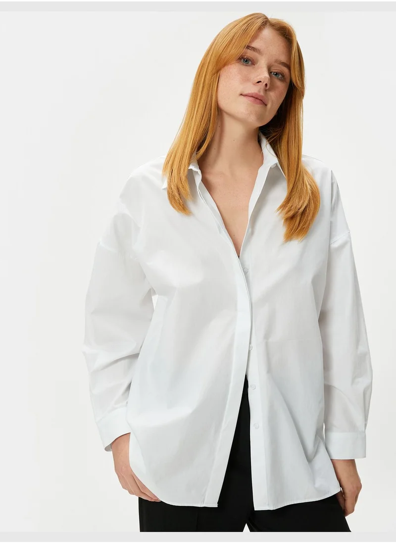 كوتون Classic Neck Buttoned Long Sleeve Shirt