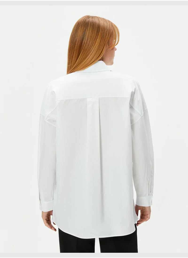 كوتون Classic Neck Buttoned Long Sleeve Shirt