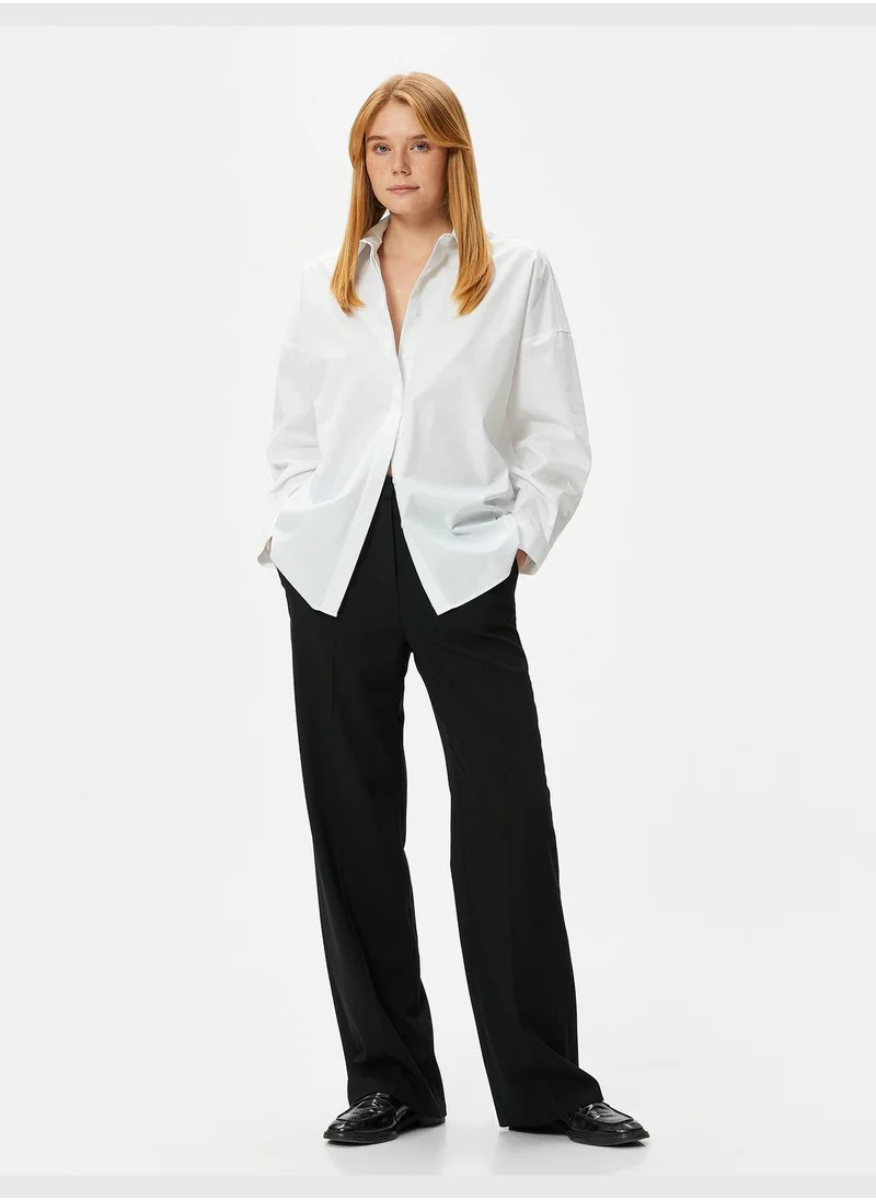 كوتون Classic Neck Buttoned Long Sleeve Shirt