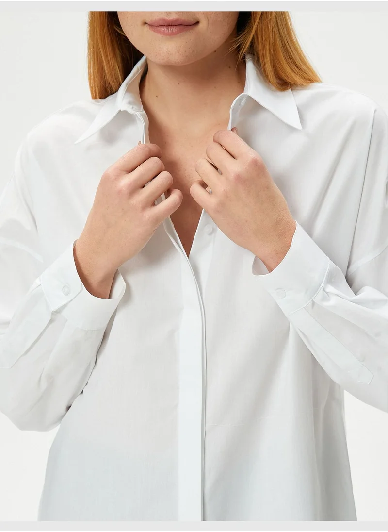 كوتون Classic Neck Buttoned Long Sleeve Shirt