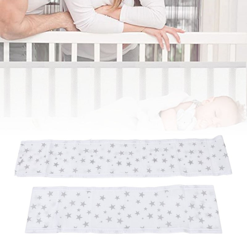 2pcs Breathable Mesh Baby Bed Bumper Soft Mesh Crib Liner Anti Fall Cot Protector for Baby Star - Image 5