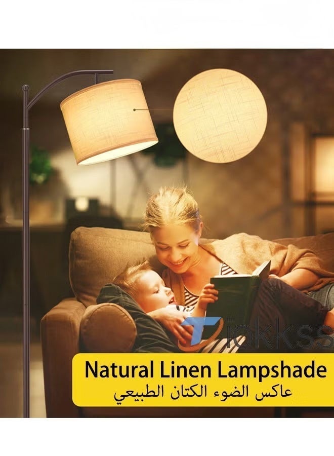 FUOE Floor Lamp with Remote Control 3 Color Temperatures, Long Lamp with Adjustable Linen Shade, Tall Lamps for Living Room Bedroom Office Classroom Dorm Room, 12W Bulb Included Metal Black 70 x 34 x 185 cm - Image 5
