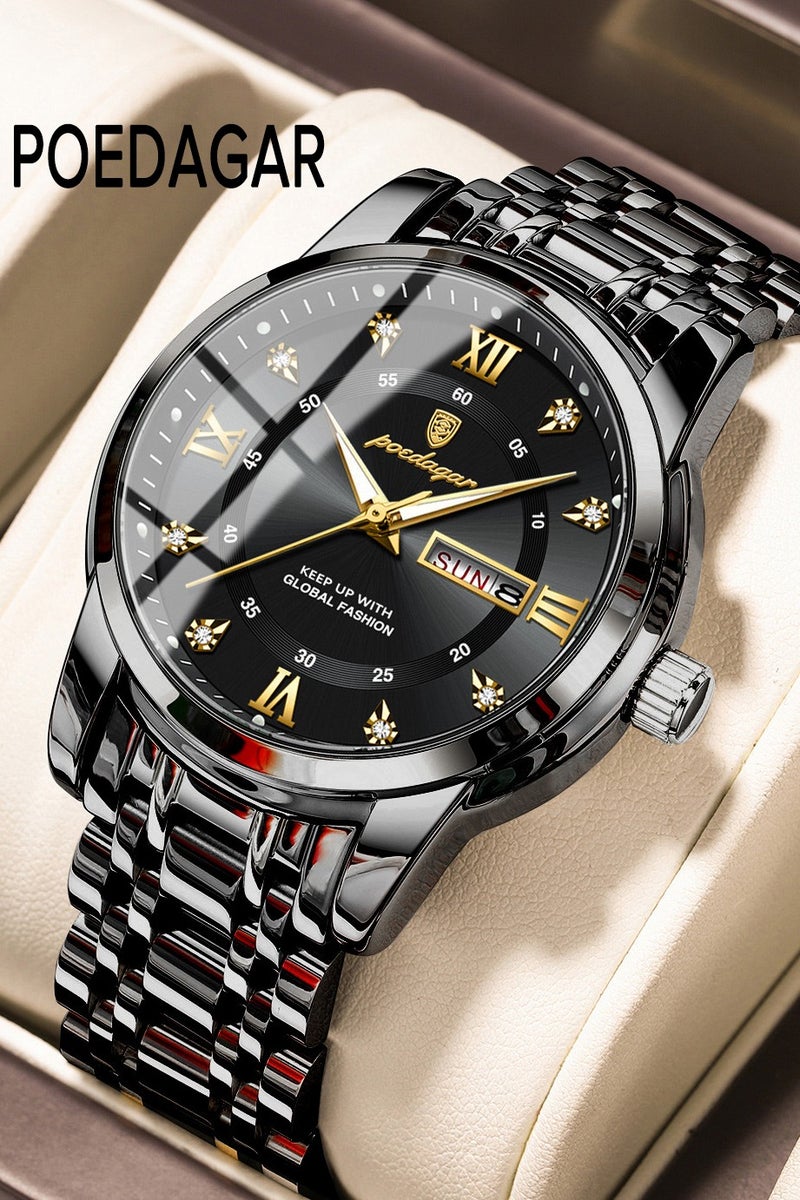 پوداجار ساعة رجالية مقاومة للماء ومضيئة كوارتز - 41 مم - Image 1