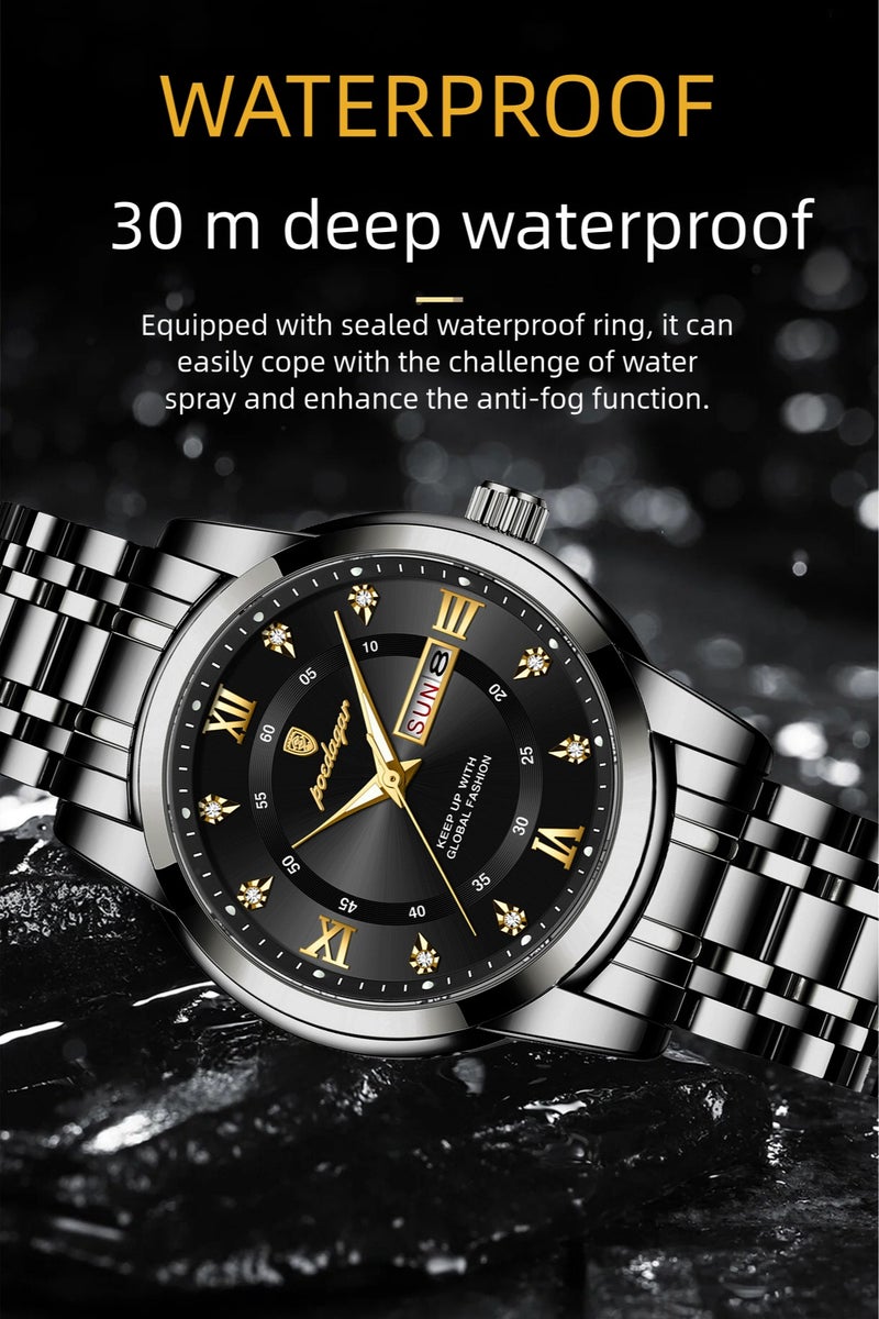 پوداجار ساعة رجالية مقاومة للماء ومضيئة كوارتز - 41 مم - Image 3