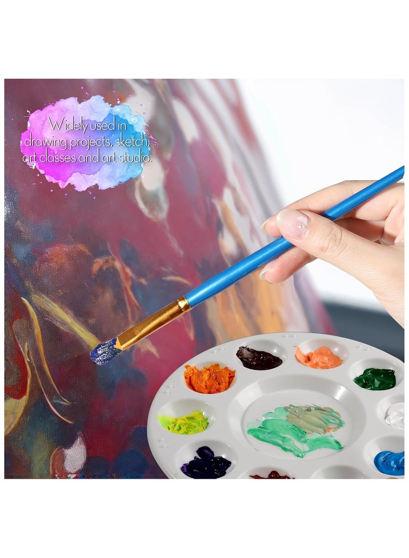 Paint Brushes Set, 10pcs Nylon Hair Brush With 3pcs Round Paint Trays, Artist Brushes for Acrylic, Watercolor, Oil, Gouache, Tempera,Rock and Body Painting, Blue - Image 5