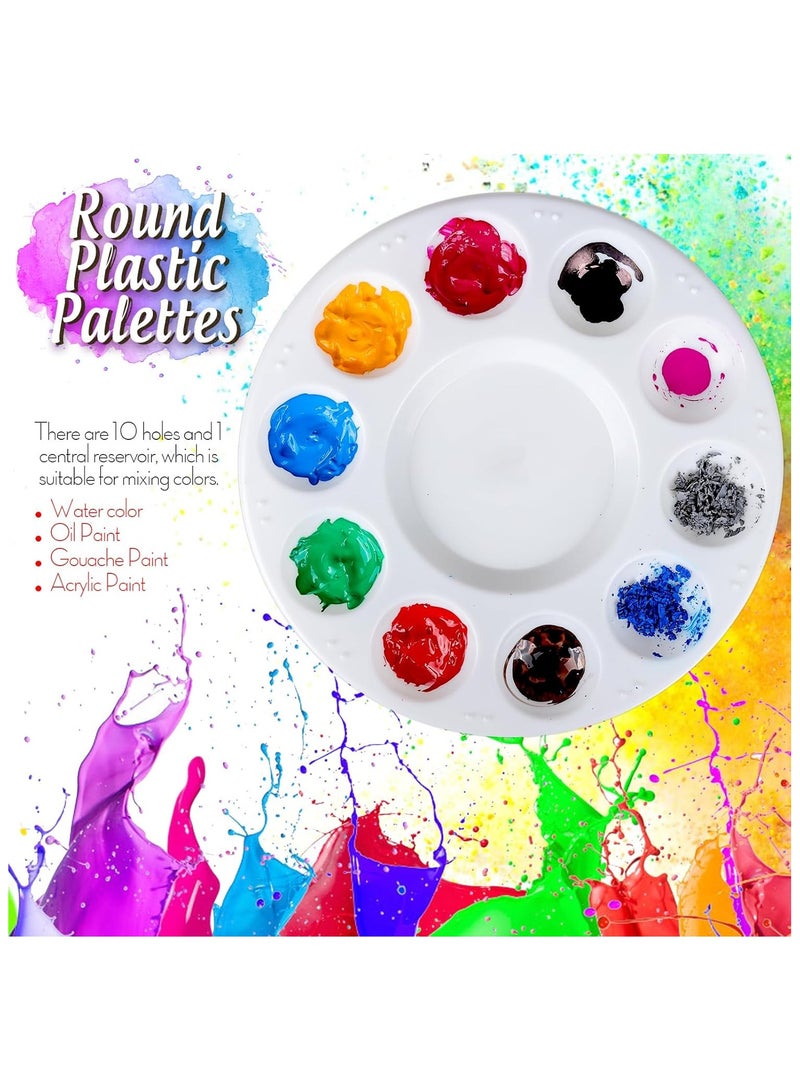 Paint Brushes Set, 10pcs Nylon Hair Brush With 3pcs Round Paint Trays, Artist Brushes for Acrylic, Watercolor, Oil, Gouache, Tempera,Rock and Body Painting, Blue - Image 4