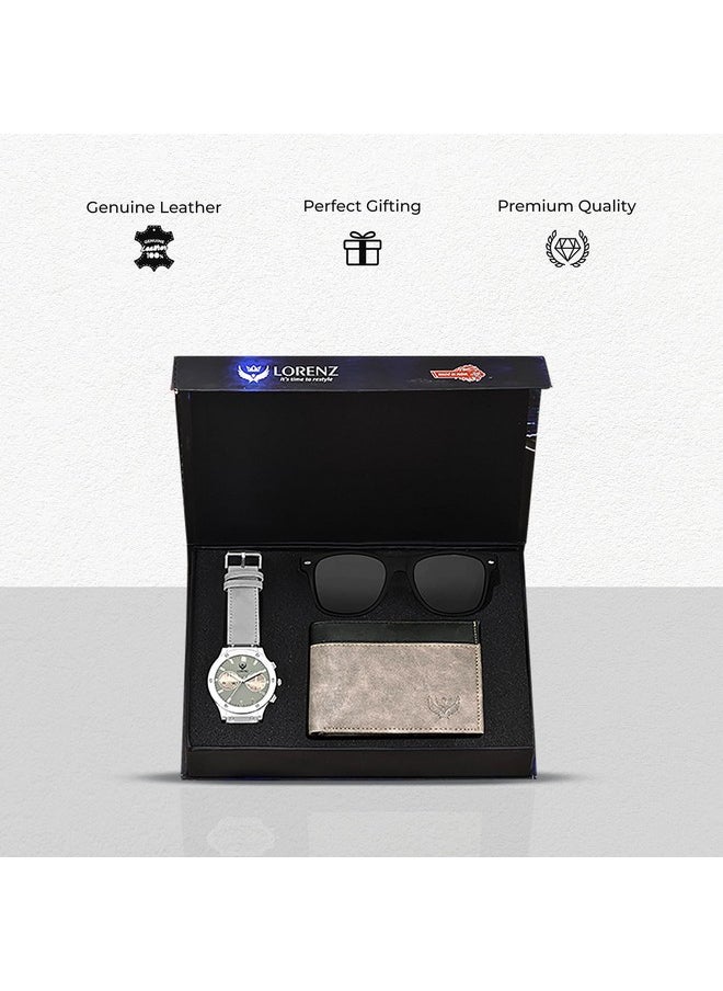 Lorenz LORENZ Gift Combo Box of Men's Grey Dial Watch, Grey Wallet & Black Sunglasses | CM-3032SN1-WL-25  - Image 2