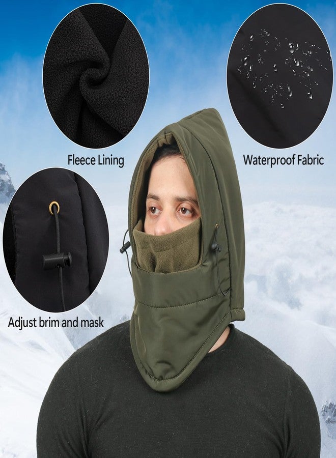 Peicees Thermal Winter Balaclava, Waterproof Ski Mask Fleece Lining Face Mask Hooded Scarf Hat Neck Gaiter for Men Women Red - Image 4