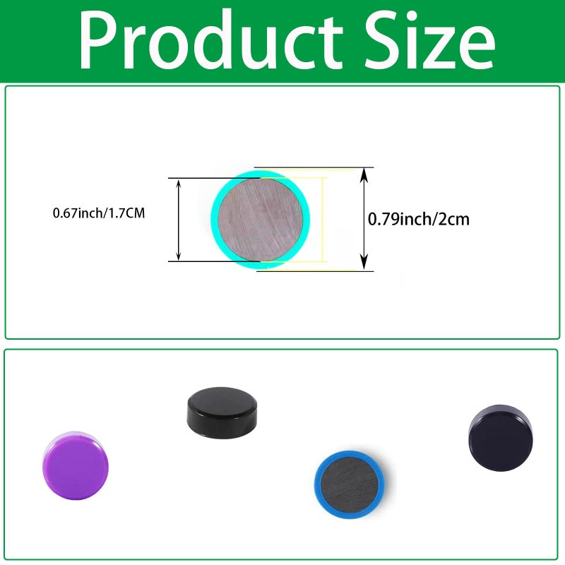 PYJLBX Fridge Magnet - 20 Pack 10 Colors Refrigerator Magnets, Mini Strong Magnets for Whiteboard, Locker & Map- Colorful Round Cute Small Magnets for Kitchen, Office, Classroom, School (Assorted) - Image 3