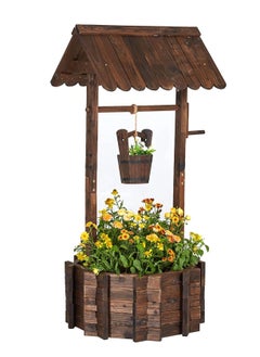 Generic FFD Wooden flower pot Wishing Well for Outdoors Planter for Plants Flowers Large Wooden Planter with Hanging Bucket  - Image 1