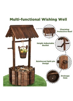 Generic FFD Wooden flower pot Wishing Well for Outdoors Planter for Plants Flowers Large Wooden Planter with Hanging Bucket  - Image 4